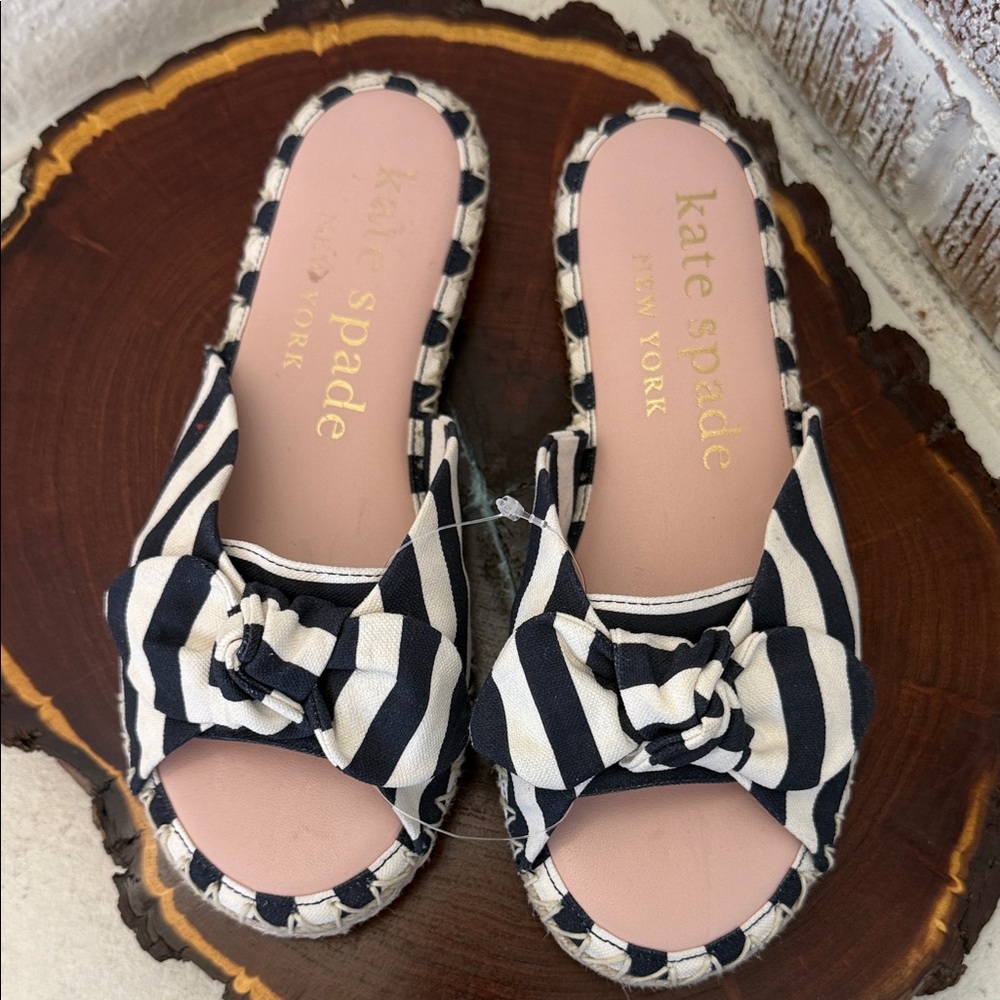 Kate Spade Striped Bow Slides